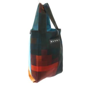 MARNI マーケットエコバッグ ショッピングバッグ ハンドバッグ ナイロン 黒 ブラック 赤 レッド 水色 ライトブルー