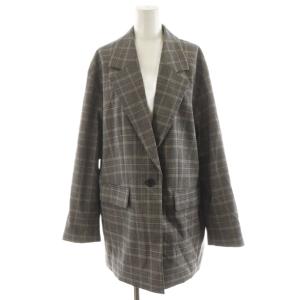 25SS TRロングジャケット テーラードジャケット シングル チェック柄 38 グレー 25010200308010