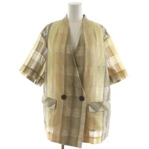 25SS CHECK EMBROIDERY NO COLLAR JACKET ジャケット ダブル チェック柄