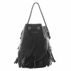 カーニバル ショルダーバッグ ハンドバッグ 2way フリンジ レザー 黒 ブラック /AN4