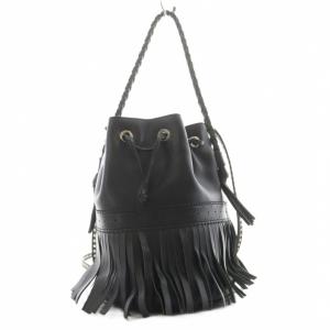 J&M DAVIDSON カーニバル ショルダーバッグ ハンドバッグ 2way フリンジ レザー 黒 ブラック /AN4