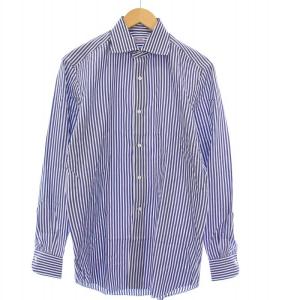 シャツ 長袖 ストライプ コットン ネイビー ホワイト /KH