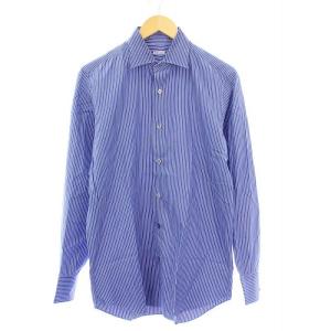 シャツ 長袖 ストライプ コットン 16 41 青 1038376 /KH