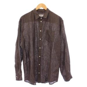 日本限定モデル LUKE ITALIAN LINEN シャツ 長袖 リネン L ブラウン 3520700034