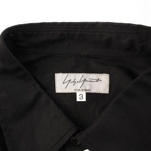 Yohji Yamamoto POUR HOMME シャツ 長袖 コットン バイカラー 3 ブラック HJ-B62-853 /KH
