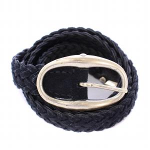 ベルト メッシュ レザー 編み込み 黒 ブラック /BB