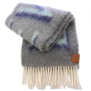 LOEWE マフラー フリンジ アナグラム グレー F811257X03