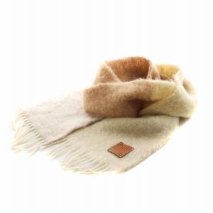 アナグラム マフラー レザーパッチ モヘヤ ベージュ