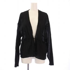 25SS COTTONクレープドロストカーディガン シャツ 長袖 ショート丈 無地 F 黒 ブラック 25051220307020