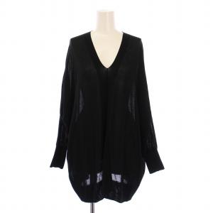 shake code Vネックプルオーバー ニット 長袖 薄手 ストレッチ 無地 F 黒 ブラック 21080500423110