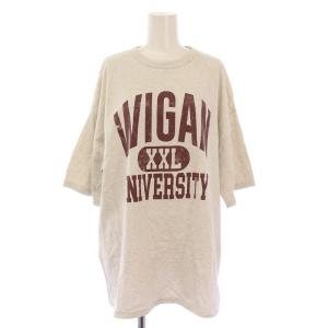 25SS オーバーTEE Tシャツ カットソー 半袖 クルーネック ストレッチ ロゴ プリント F グレー