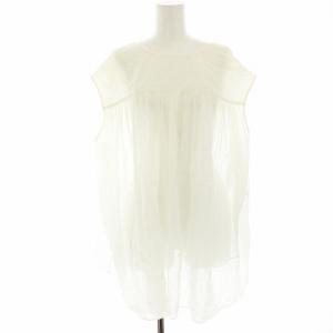 シャツ ブラウス ノースリーブ シアー スリットネック 38 白 ホワイト BLWOHM0602 /HN
