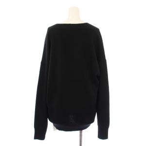 AP STUDIO クリアウールVネックプルオーバー ニット 長袖 薄手 ストレッチ 無地 F 黒 ブラック タグ付き 20080586207030