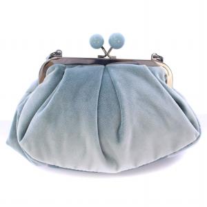 MAX MARA WEEKEND LINE PASTICCINO パスティチーノ ショルダーバッグ がま口 ベロア チェーン 水色 ライトブルー /BB