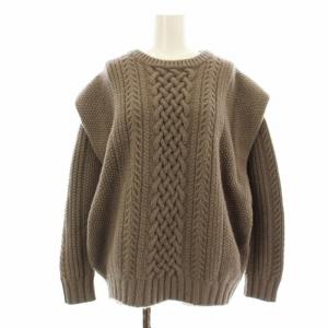 ニット セーター 長袖 ケーブル クルーネック ウール カシミヤ混 2 茶 ブラウン 6599-199-9478