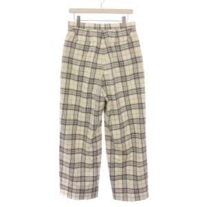 Drawer WINTER1 ウールツイルチェックタックパンツ スラックス ジップフライ シルク 40 アイボリー グレー