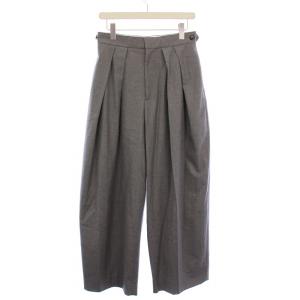 ワイドパンツ タック スラックス ジップフライ ウール 38 グレー /BB