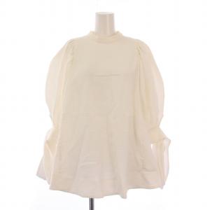 shirocon 24SS ハートフクレカフスリボンブラウス シャツ 半袖 フレア ストレッチ 38 白