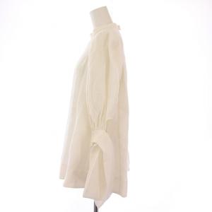 yori shirocon 24SS ハートフクレカフスリボンブラウス シャツ 半袖 フレア ストレッチ 38 白