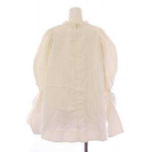 yori shirocon 24SS ハートフクレカフスリボンブラウス シャツ 半袖 フレア ストレッチ 38 白