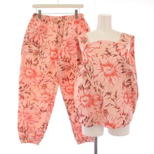 ウールギャバ切り替えタックパンツ テーパードパンツ 36 黒