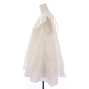 yori 23SS スカラップカラーティアードブラウス シャツ ノースリーブ フレア F 白 ホワイト YR21-23064SM