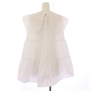 yori 23SS スカラップカラーティアードブラウス シャツ ノースリーブ フレア F 白 ホワイト YR21-23064SM