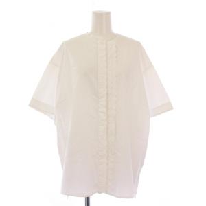 スカラップ刺繍サマーシャツ ブラウス 半袖 クルーネック 38 白 ホワイト YR2221-064SM-3