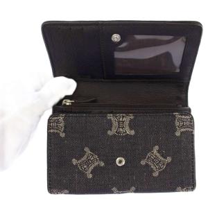 CELINE マカダム柄 三つ折り財布 デニム 紺 /TK OH