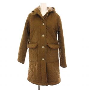 キルティングコート ロング ウール 裏地ボア 中綿 アウター 36 茶 /YM