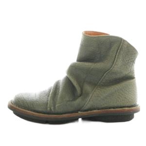 ショートブーツ サイドジップ レザー 38 緑 グリーン /AN2