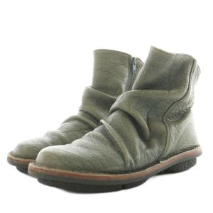 trippen ショートブーツ サイドジップ レザー 38 緑 グリーン /AN2