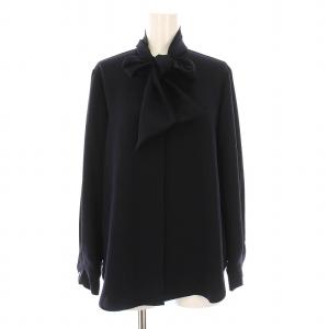 22AW MARVINE LILEN ボウタイブラウス シャツ 長袖 38 紺 03-2308240 /YM
