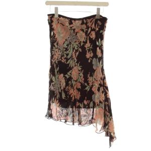 フレアスカート ひざ丈 アシンメトリー 花柄 40 マルチカラー /OR