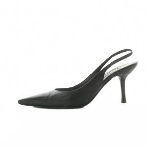 Sergio Rossi パンプス シューズ ポインテッドトゥ ストラップ レザー ピンヒール 37 ブラック /NQ