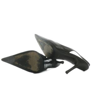 Sergio Rossi パンプス シューズ ポインテッドトゥ ストラップ レザー ピンヒール 37 ブラック /NQ