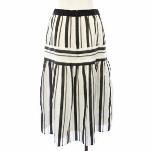Grace Class 22AW マルチシアーストライプスカート ミモレ丈 ロング 36 白 黒 0224221033 /TK