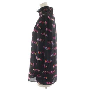 kate spade new york シャツ ブラウス 長袖 鳥 総柄 XS 黒 ブラック /AN14