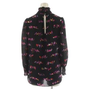 kate spade new york シャツ ブラウス 長袖 鳥 総柄 XS 黒 ブラック /AN14