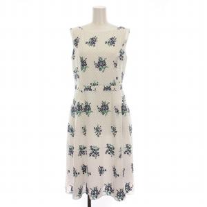 24SS DANCING RAIN ドレス ワンピース ノースリーブ ひざ丈 花柄 ドット 2 白 紺