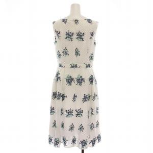 TOCCA 24SS DANCING RAIN ドレス ワンピース ノースリーブ ひざ丈 花柄 ドット 2 白 紺