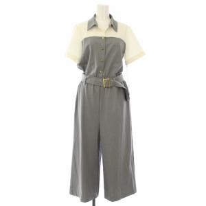 22AW バイカラーサロペット オールインワン ジャンプスーツ 半袖 36 グレー 0322317195