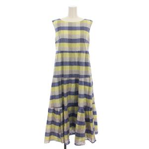 25SS OPTICAL CUBE DRESS ワンピース ロング ノースリーブ ボーダー 0 ブルー