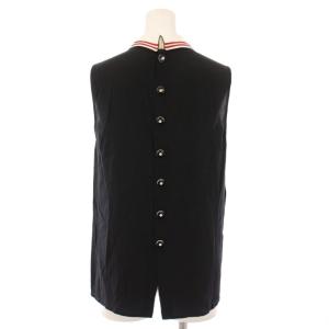 miumiu シャツ ブラウス レギュラーカラー ノースリーブ バックボタン シルク 38 黒 ブラック /BB