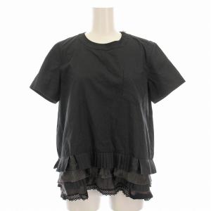 Tシャツ カットソー 半袖 裾ティアードプリーツ 1 ブラック 17-03320 /YM