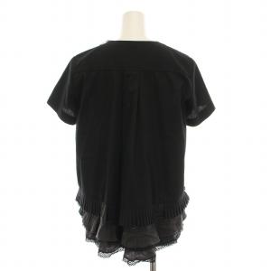 sacai Tシャツ カットソー 半袖 裾ティアードプリーツ 1 ブラック 17-03320 /YM