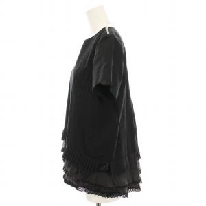 sacai Tシャツ カットソー 半袖 裾ティアードプリーツ 1 ブラック 17-03320 /YM