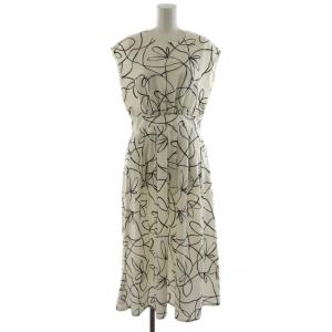 ワンピース ロング丈 ノースリーブ ラインプリント 36 白 ホワイト 11-06-01-06205 /AN15