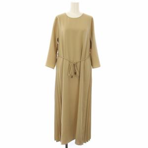 22SS PRIME GGT PANEL PLEAT DR LS ワンピース ロング 七分袖 S ベージュ