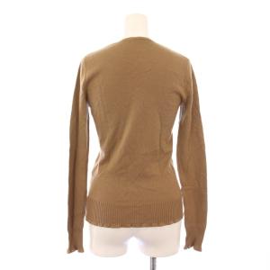 RALPH LAUREN ニット セーター 長袖 Vネック 薄手 ストレッチ ロゴ 刺繍 ワンポイント ウール M 茶 ブラウン